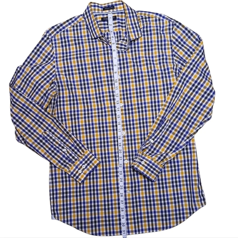 Banana Republic Grant Fit Blue and Yellow Button Down Shirt Size L